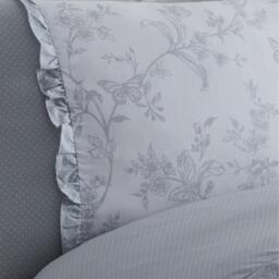 Dreams and Drapes Kristen Floral Frill Duvet Cover Set in Grey - thumbnail 3