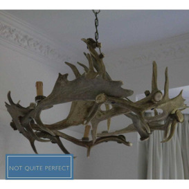 Fight Me Chandelier With Red Deer Antlers (Not Quite Perfect) - thumbnail 2