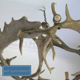 Fight Me Chandelier With Red Deer Antlers (Not Quite Perfect) - thumbnail 3