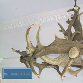Fight Me Chandelier With Red Deer Antlers (Not Quite Perfect) - thumbnail 1