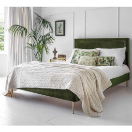 Absinthe Green Velvet Upholstered Bed (Double Bed) - thumbnail 1