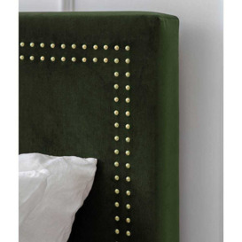 Absinthe Green Velvet Upholstered Bed (Double Bed) - thumbnail 3
