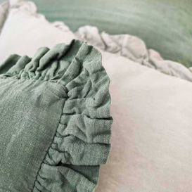 Olivia Ruffle Oatmeal Linen Cushion (Not Quite Perfect) - thumbnail 3