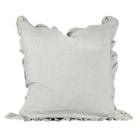 Olivia Ruffle Oatmeal Linen Cushion - thumbnail 1