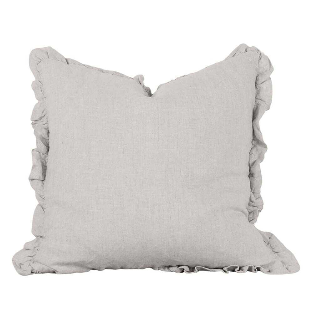 Oli Ruffle Oatmeal Linen Cushion - image 1