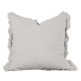 Oli Ruffle Oatmeal Linen Cushion - thumbnail 1