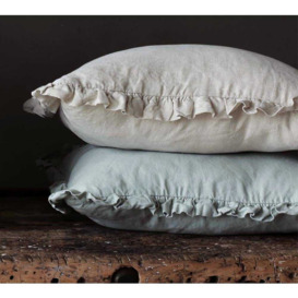 Oli Ruffle Oatmeal Linen Cushion - thumbnail 2