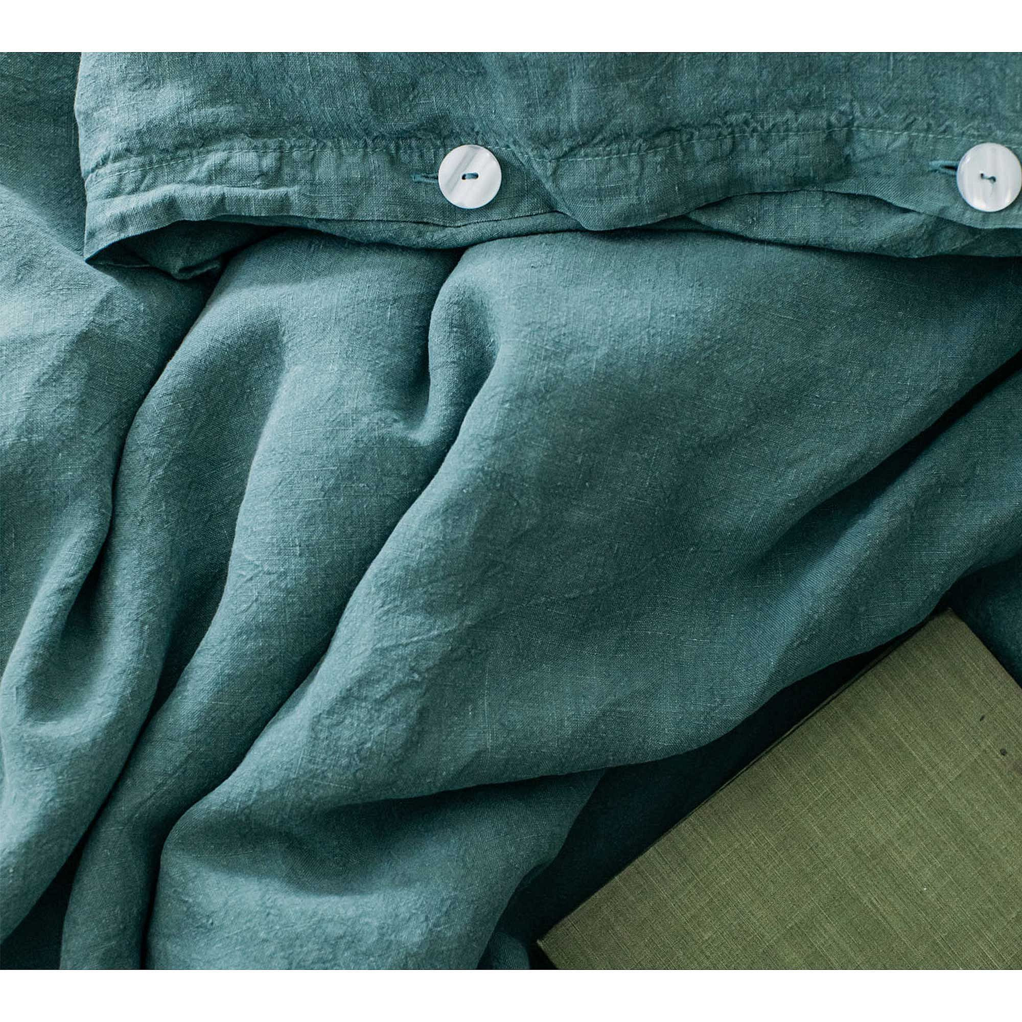 Lisbon Bed Linen in Sea Green (100% Linen) (Double Duvet Cover) - image 1