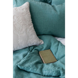 Lisbon Bed Linen in Sea Green (100% Linen) (Double Duvet Cover) - thumbnail 2