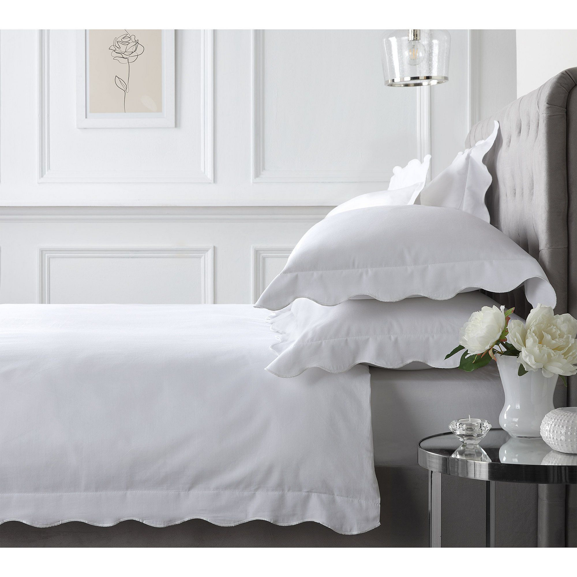 Scalloped White Bed Linen Set (King Set) - image 1