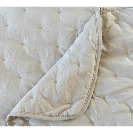 Peachskin Quilted Bedspread in Oatmeal - thumbnail 2