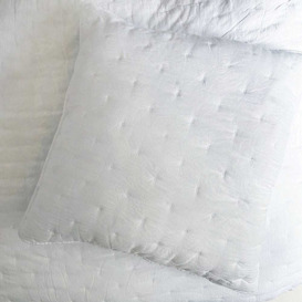 Peachskin Large Quilted Cushion Cover in Oyster White - thumbnail 3