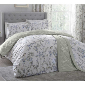 Woodland Bird Blossom Bed Linen Set (Pair of Matching Curtains)