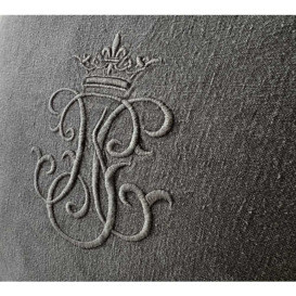 Embroidered Crown Cushion in Pearly Grey - thumbnail 2