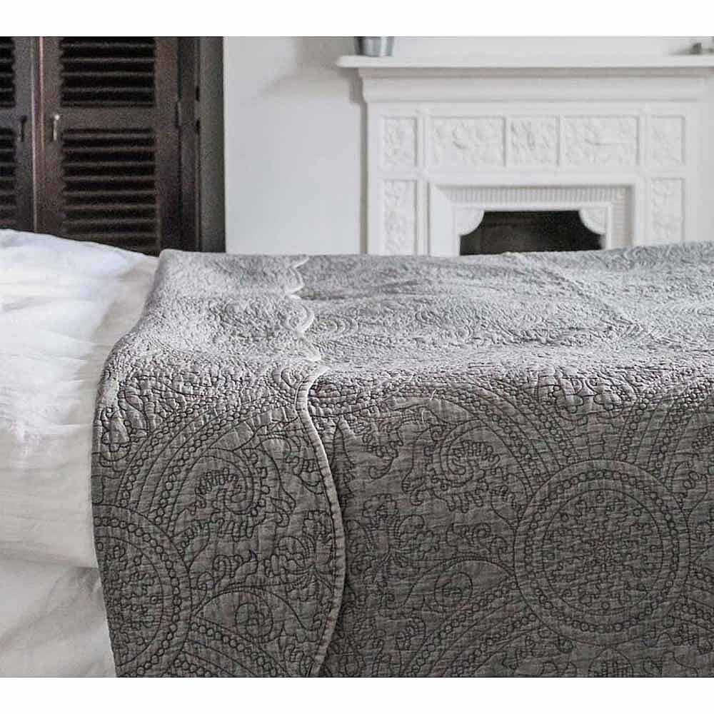 Colette Charcoal Grey Quilted Bedspread - image 1