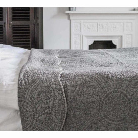 Colette Charcoal Grey Quilted Bedspread - thumbnail 1