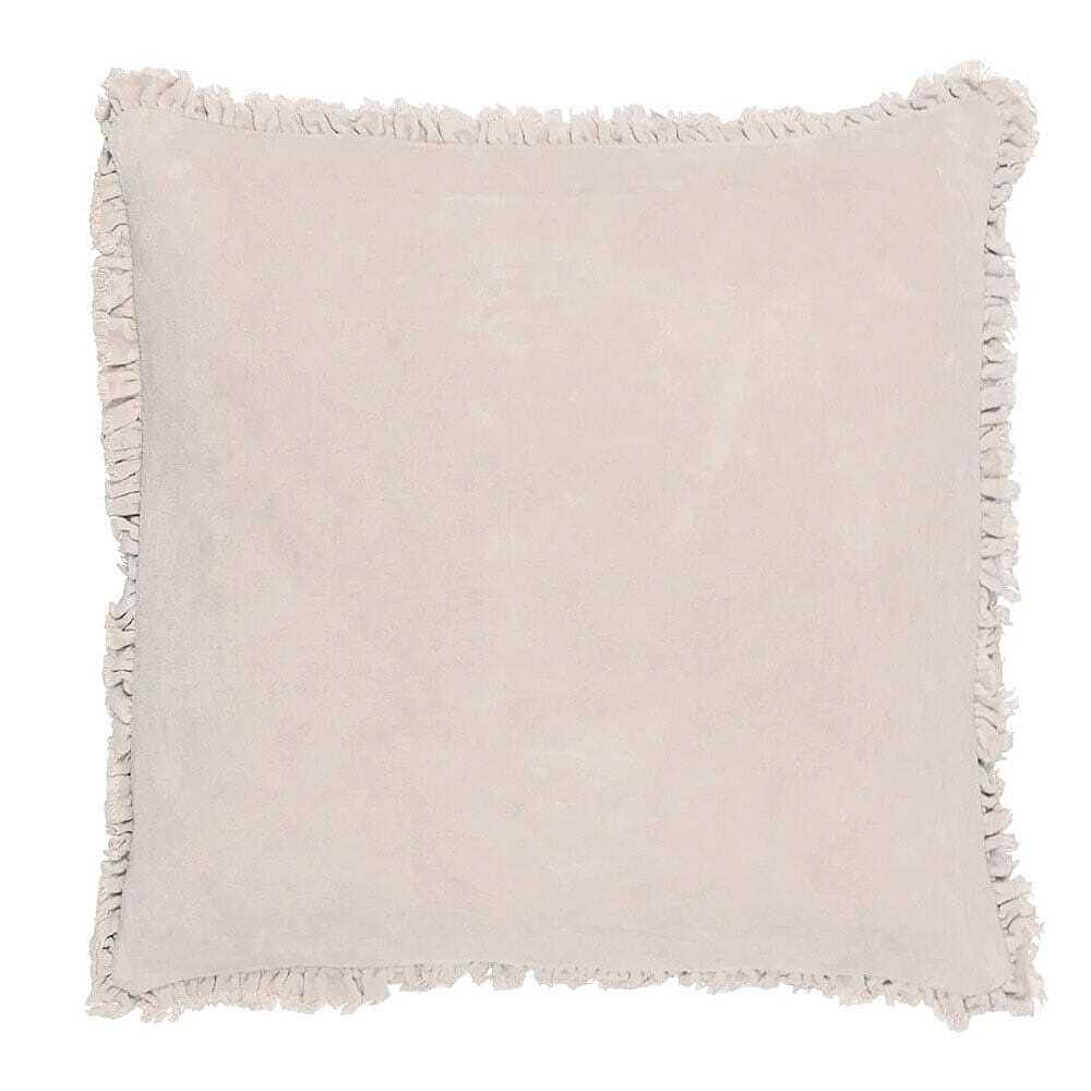 Lara Ruffled Velvet Cushion in Natural - image 1