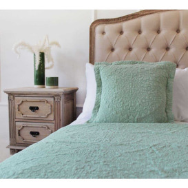 Sage Green Cotton Embroidered Bedspread - thumbnail 2