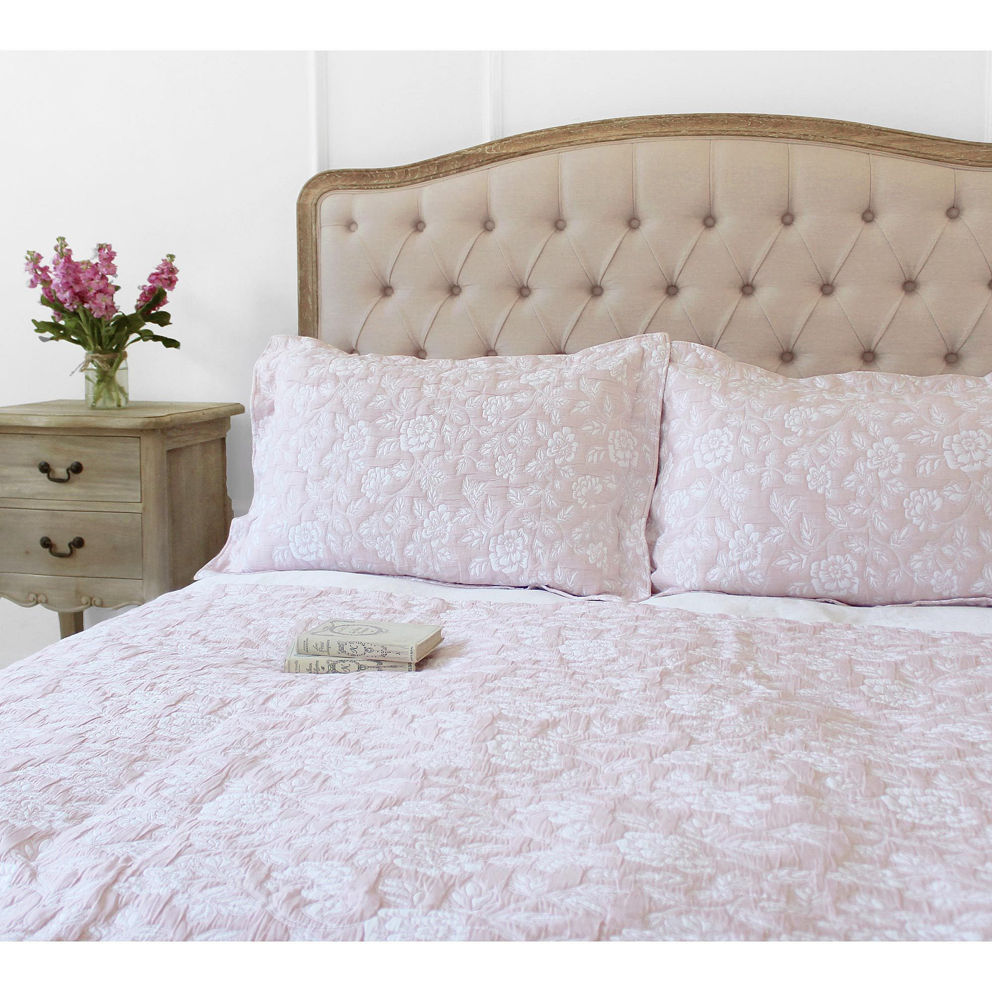 Cotswold Garden Petal Pink Reversible Bedspread and Pillow Sham Set - image 1