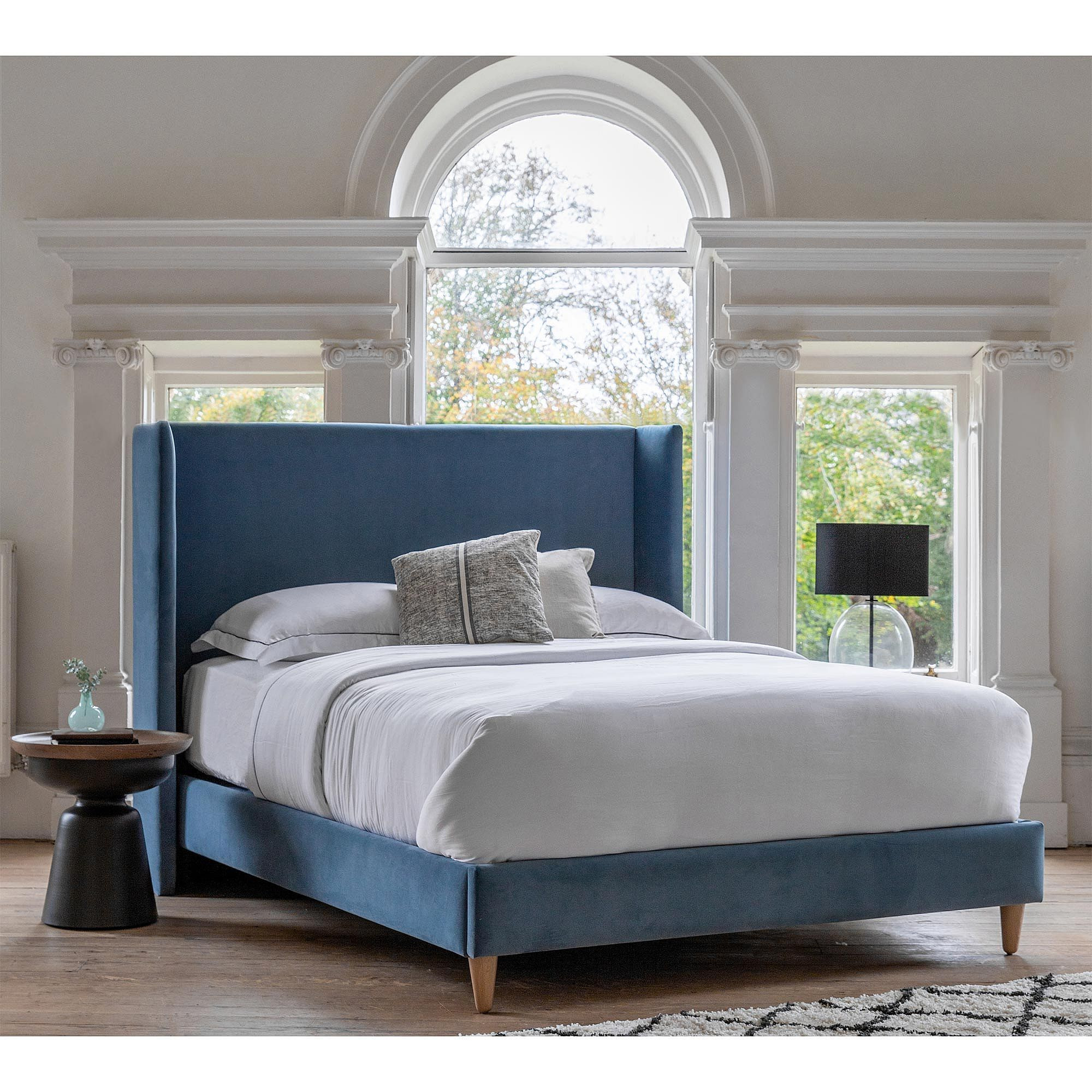 Marquess Blue Velvet Bed (King Size Bed) - image 1