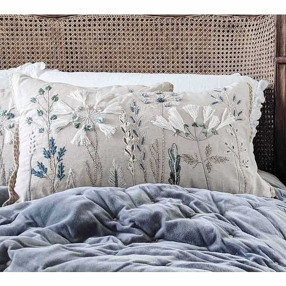 Laceflower Embroidered Boudoir Cushion - image 1