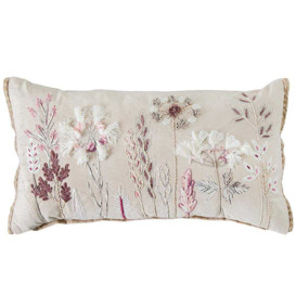 Laceflower Petals Embroidered Boudoir Cushion - thumbnail 1