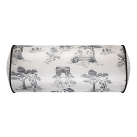 Mulberry Silk Toile Bolster Cushion in Ivory - thumbnail 1
