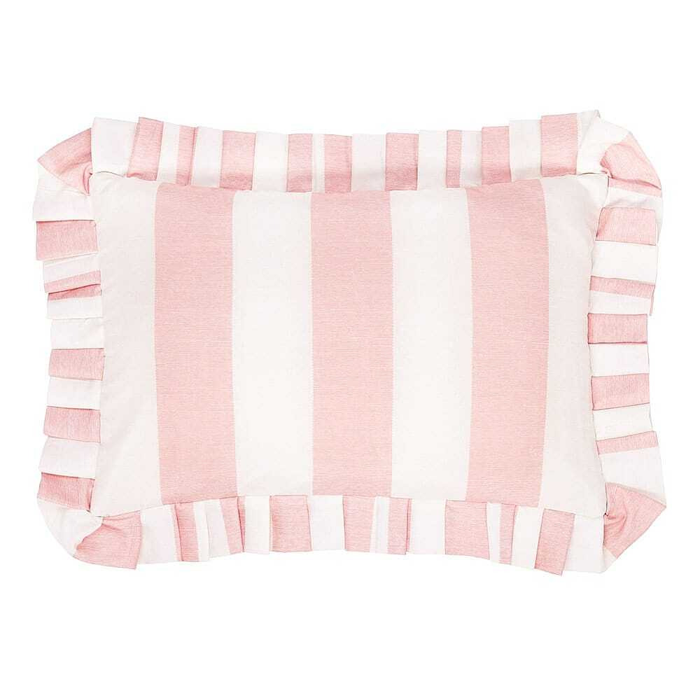Mulberry Silk Soft Pink Striped Ruffle Boudoir Cushion - image 1