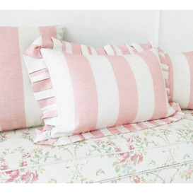 Mulberry Silk Soft Pink Striped Ruffle Boudoir Cushion - thumbnail 2