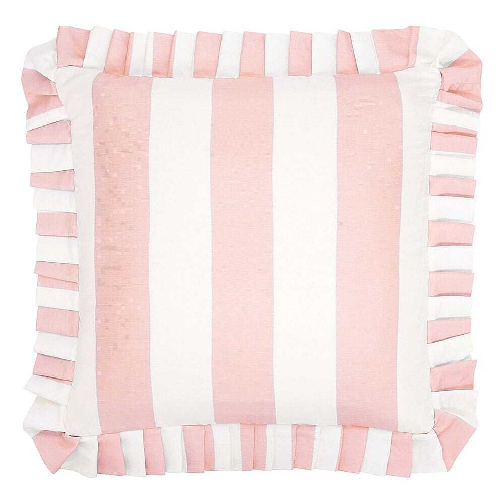 Mulberry Silk Soft Pink Striped Ruffle Cushion - image 1