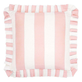 Mulberry Silk Soft Pink Striped Ruffle Cushion - thumbnail 1