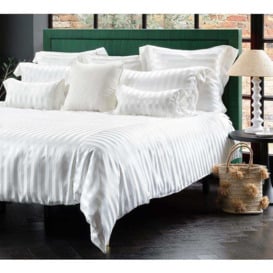 Mulberry Silk Bed Linen by Gingerlily in Ivory Stripe (S/King Duvet Cover)