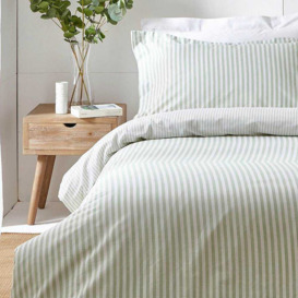 Petit Breton Stripe Bed Linen Set in Eucalyptus (Single Set) - thumbnail 3