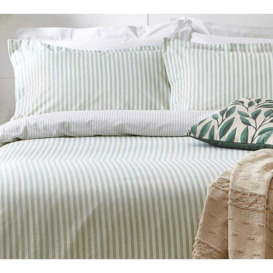 Petit Breton Stripe Bed Linen Set in Eucalyptus (Single Set) - thumbnail 2