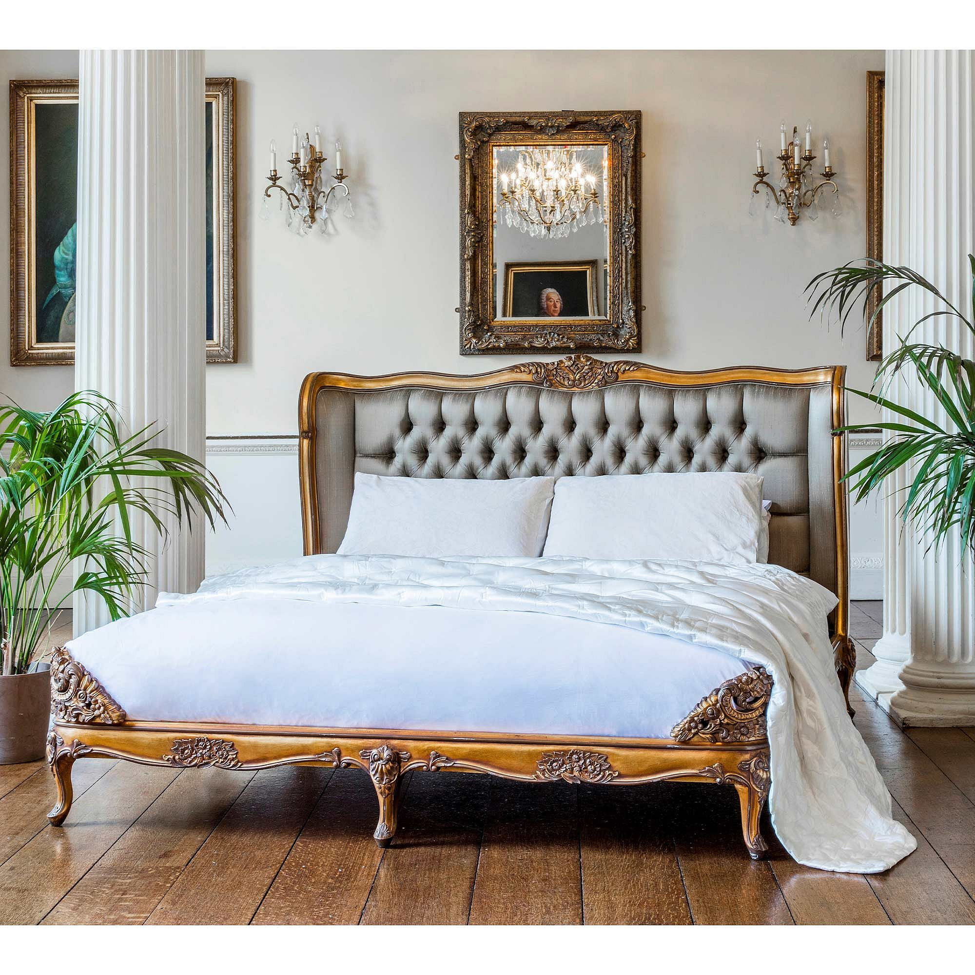 Palais de Versailles Luxury Gold Upholstered Bed (King) - image 1