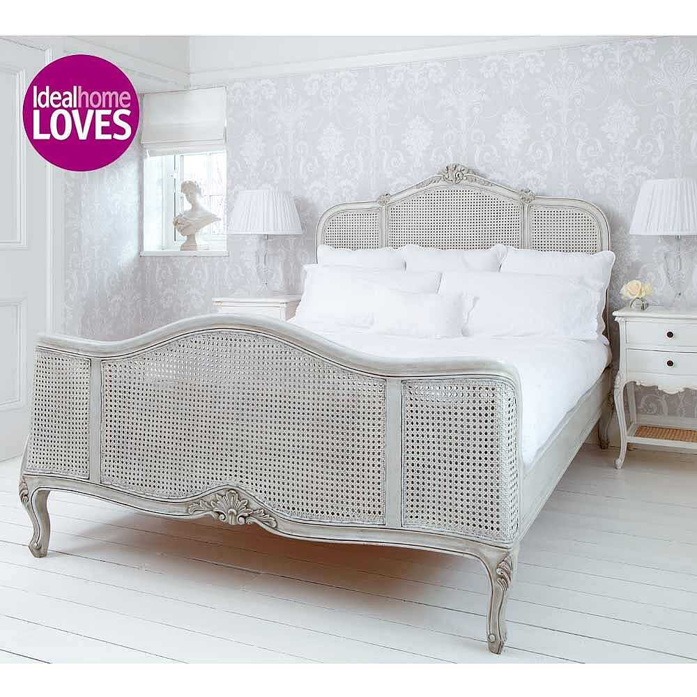 French Grey Painted Rattan Bed (Superking) - image 1