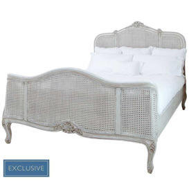 French Grey Painted Rattan Bed (Superking) - thumbnail 3