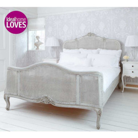 French Grey Painted Rattan Bed (Superking)