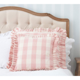 Alice Ruffle Cushion in Pale Pink  (Grande) - thumbnail 1