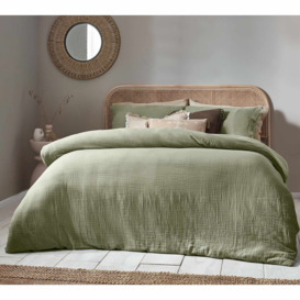 Apricity Sage Green Crinkle Bed Linen Set (Single Set) - thumbnail 1
