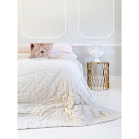 Plushious Ivory Cotton Velvet Quilted Bedspread (Grande) - thumbnail 2