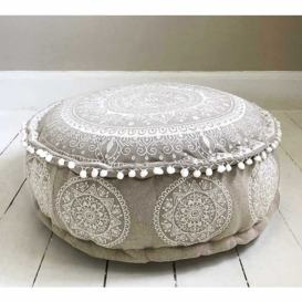 Embroidered Pom Pom Pouffe - thumbnail 1
