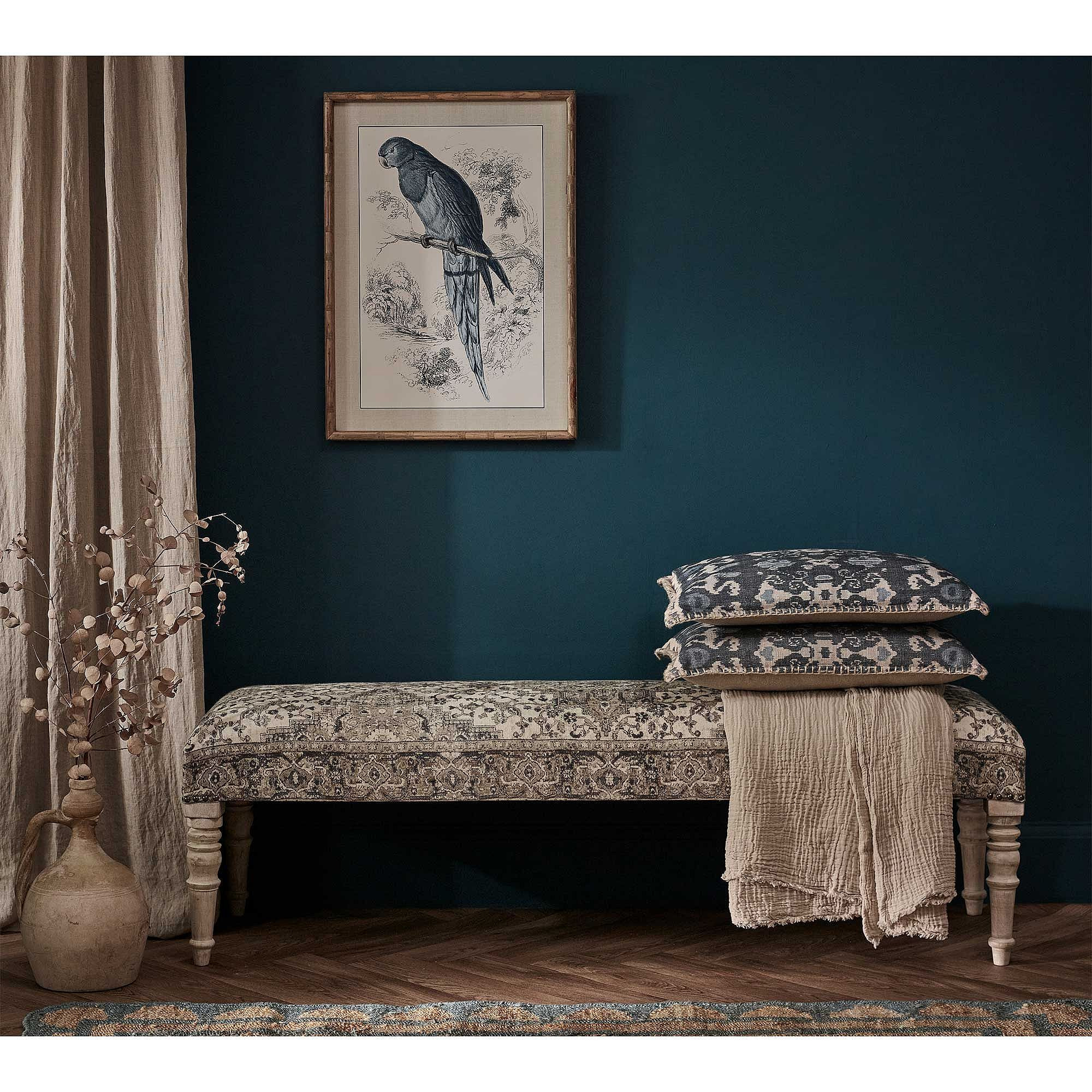 Kadri Blue Upholstered Bench - image 1