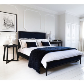 Boudoir Noir Luxury Navy Velvet Upholstered Bed (King Size)