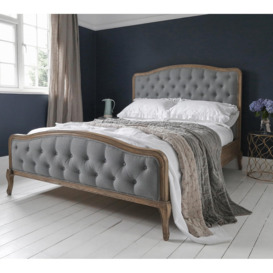 French Romance Grey Linen Upholstered Bed (Double)