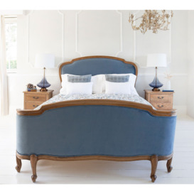 Love Story Blue Velvet Upholstered French Bed (King Size) - thumbnail 2