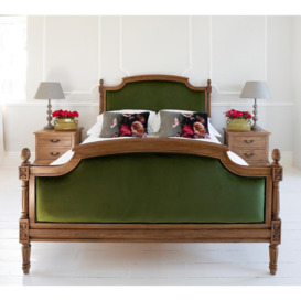 Love Story Olive Velvet Upholstered Finial Bed (King Size) - thumbnail 2