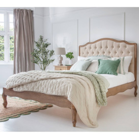 Love Story Taupe Velvet Buttoned Upholstered Bed (King Size) - thumbnail 1