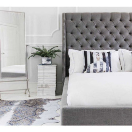 Studs & Buttons Grey Upholstered Bed (Superking)