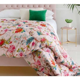 The Tree of Life Pink Cotton Quilted Bedspread - thumbnail 1